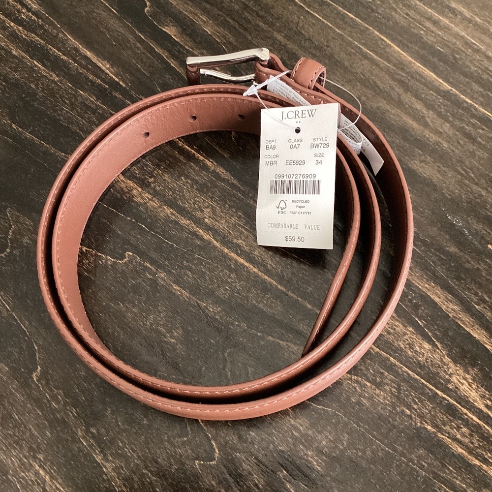 JCREW Men’s Med Brown Dress Belt 34 NWT